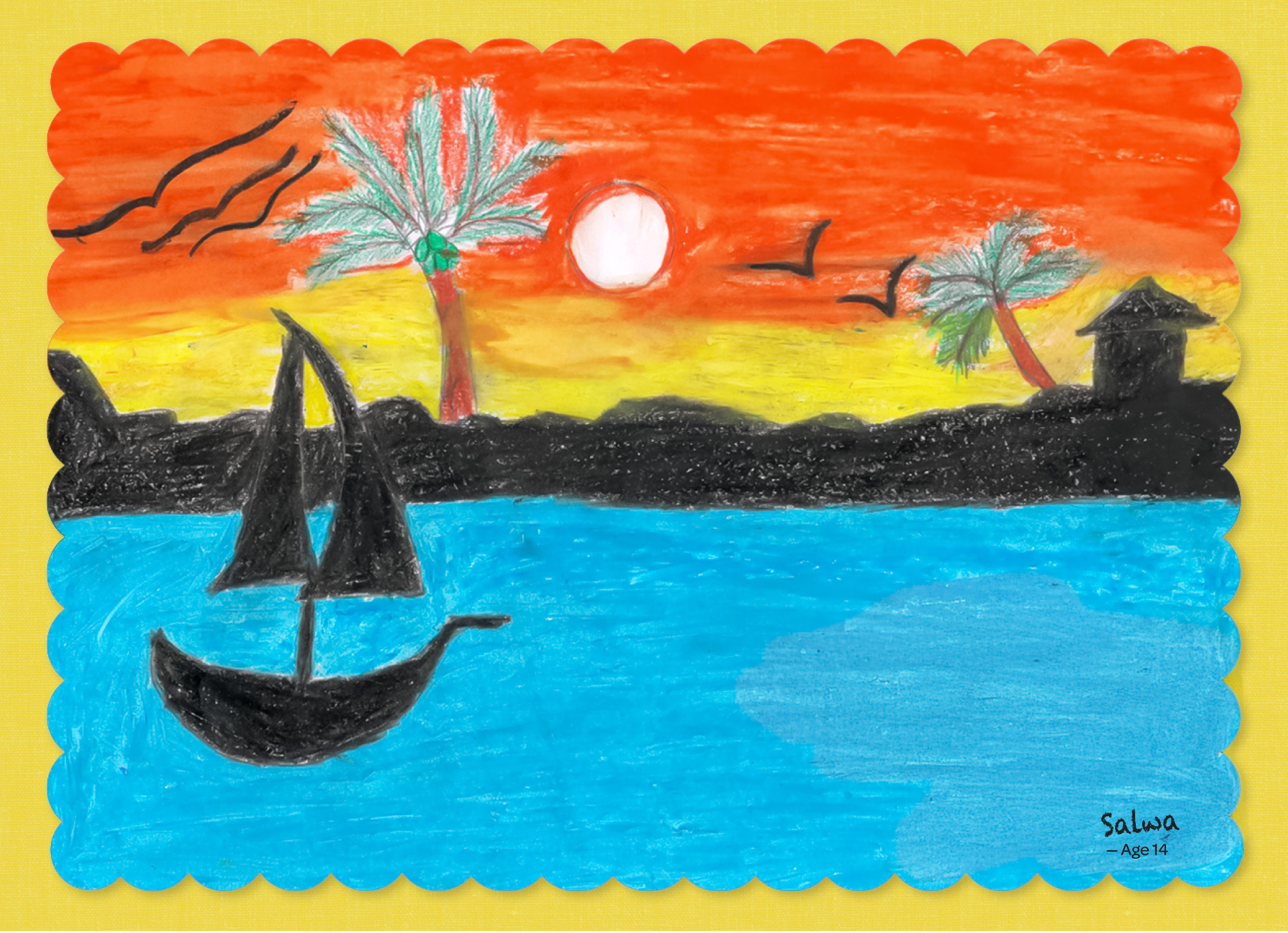 14 year old Salwa, our sponsored orphan from India, dreams of becoming a teacher and finds strength in art