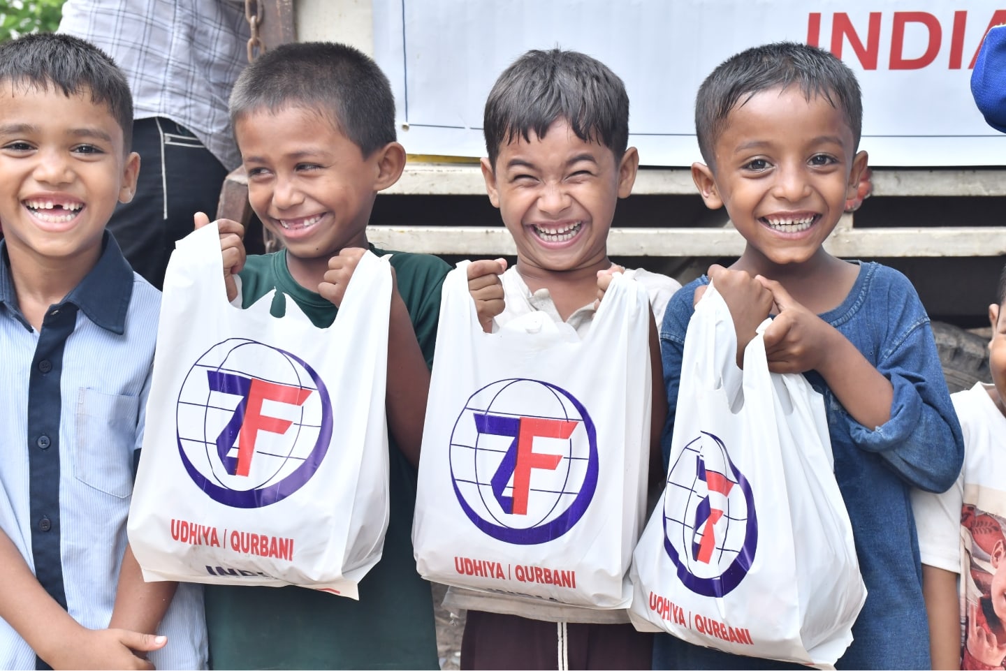 Often, Udhiyah/Qurbani is the only time some will have meat. Smiles all around from these excited boys in India