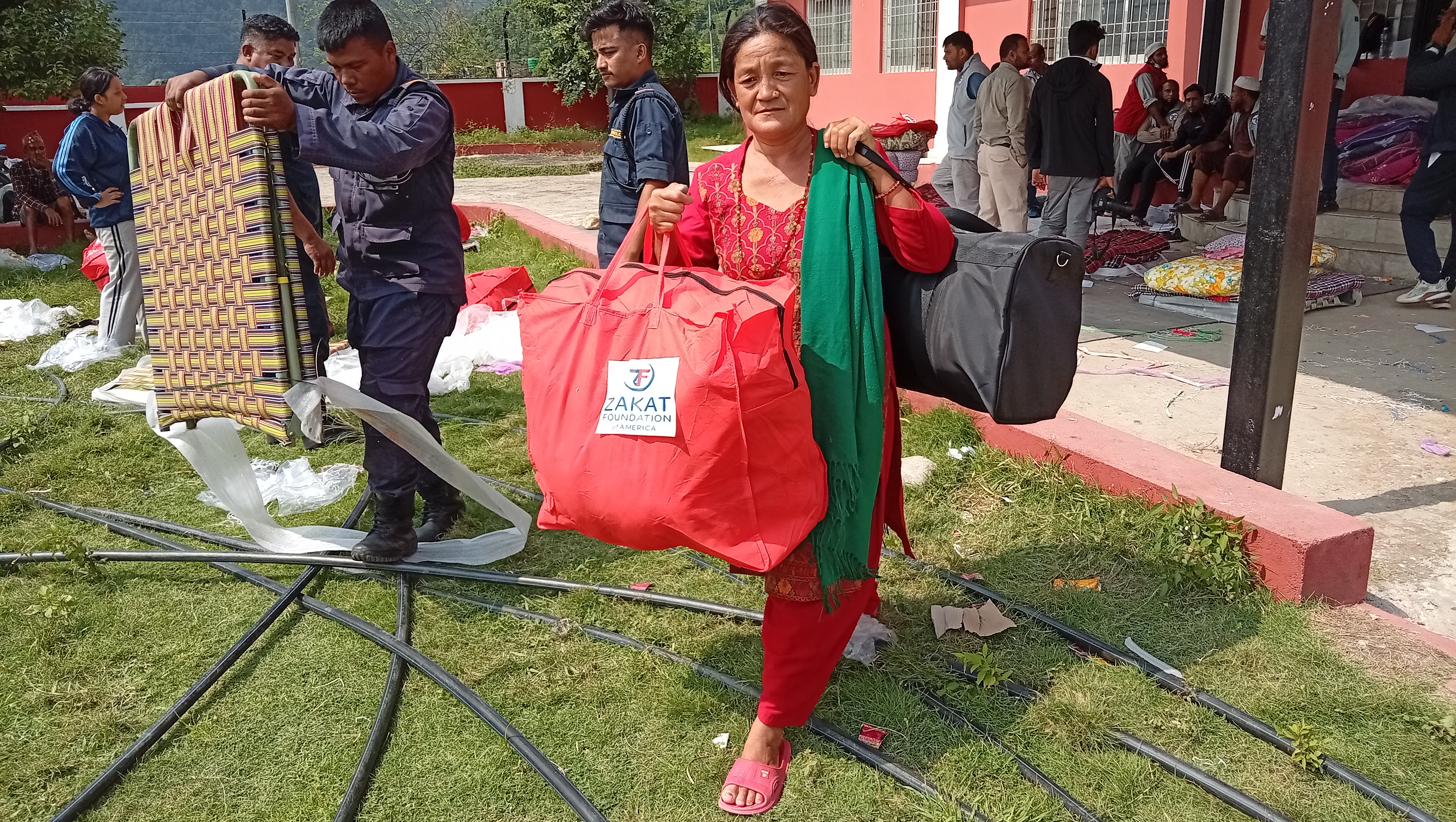 A women heads home happily with new household essentials