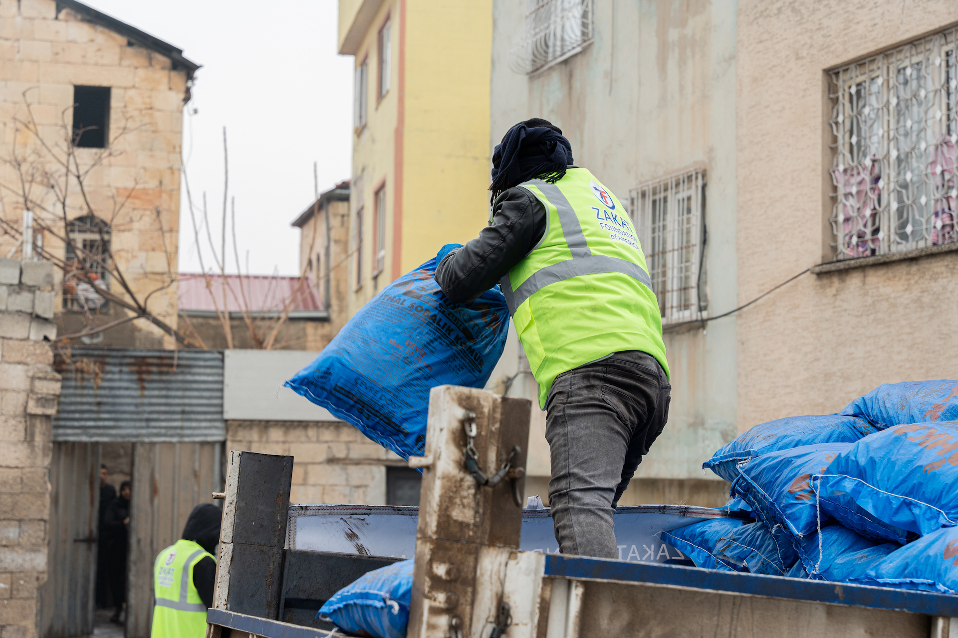 Firewood is distributed in Türkiye by our teams to keep families warm