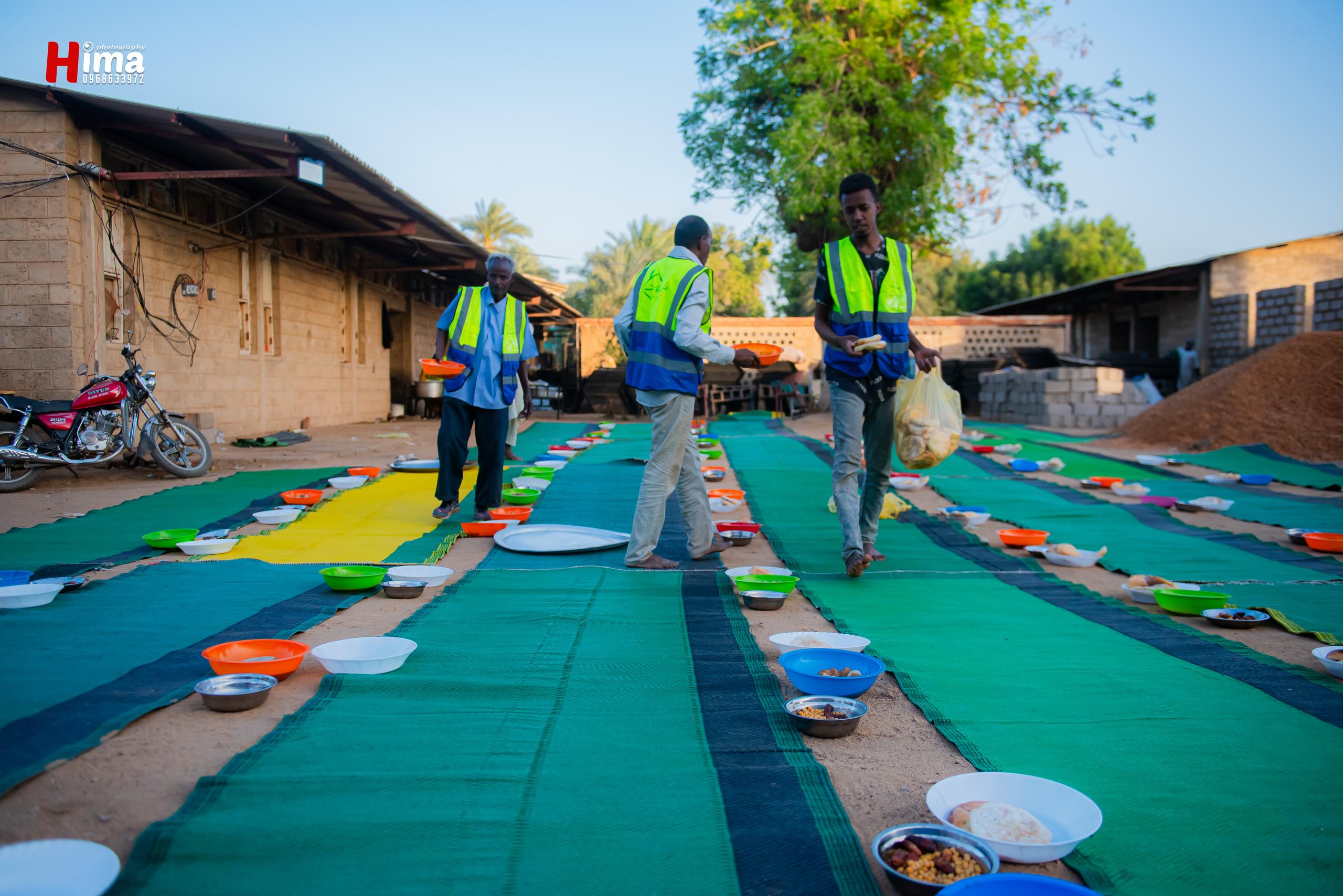 In Sudan our team set up iftar dinner meals for fasting families in need
