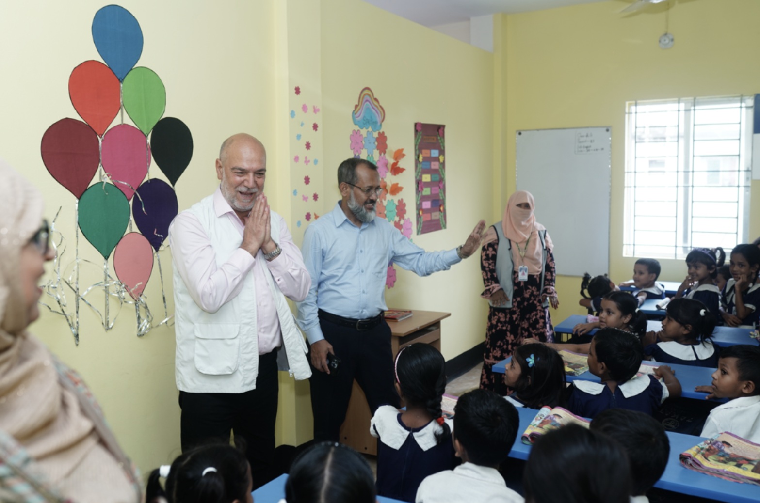 Mr. Demir shares words of encouragement with primary school children at our school in Bangladesh