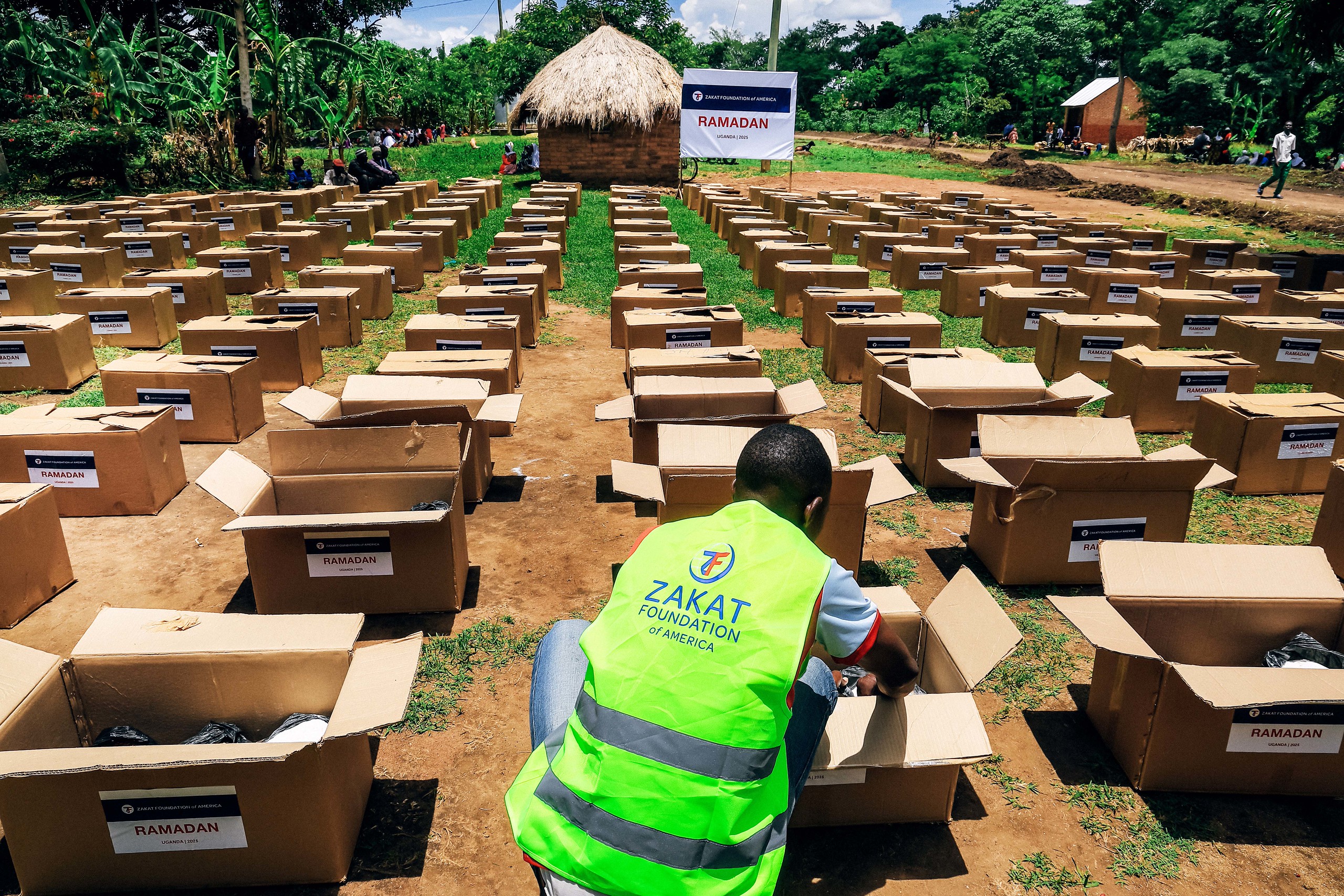 Our field team sets up Ramadan food package distributions for needy families