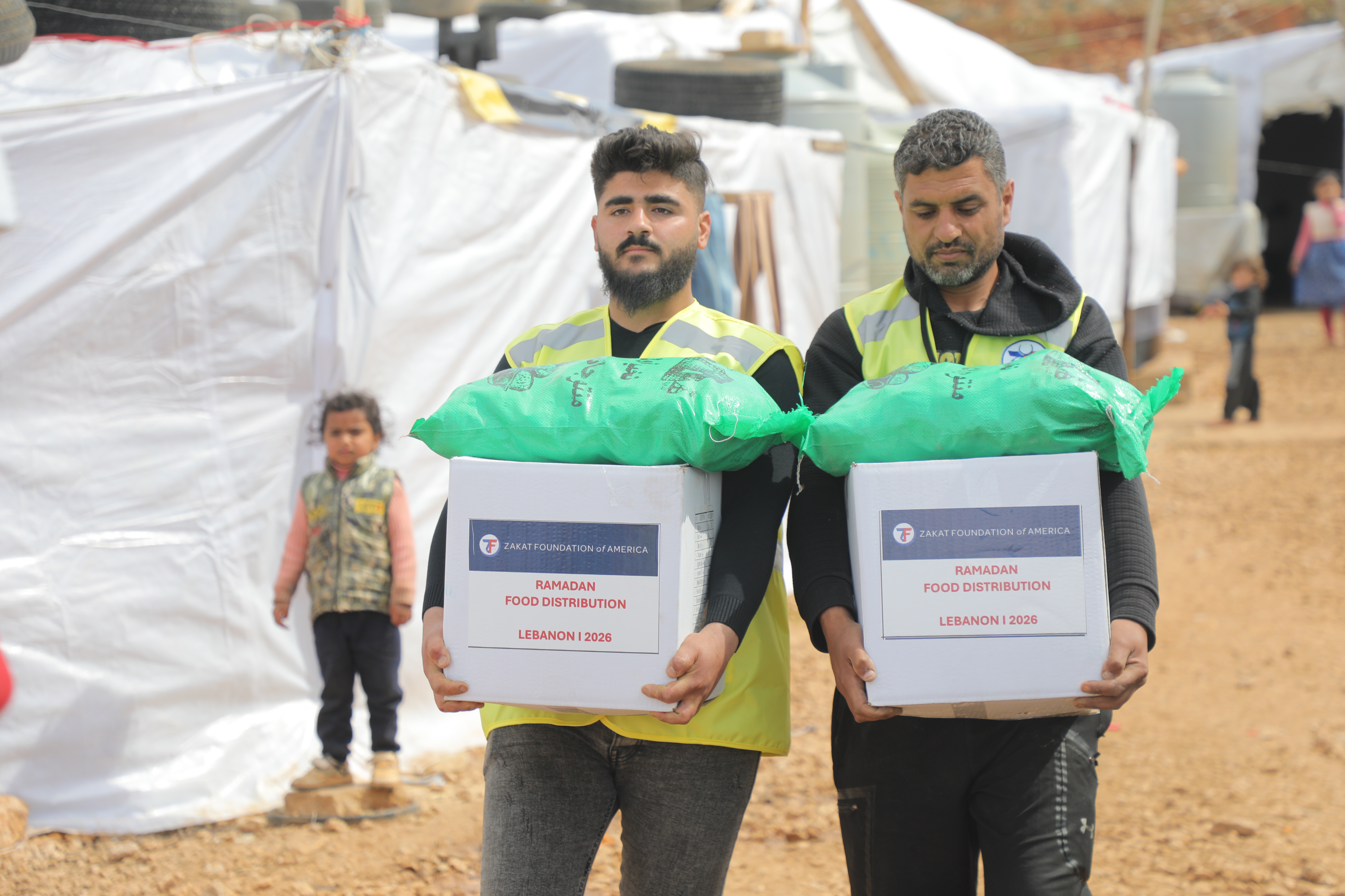 Our teams visit displaced families to provide food packages