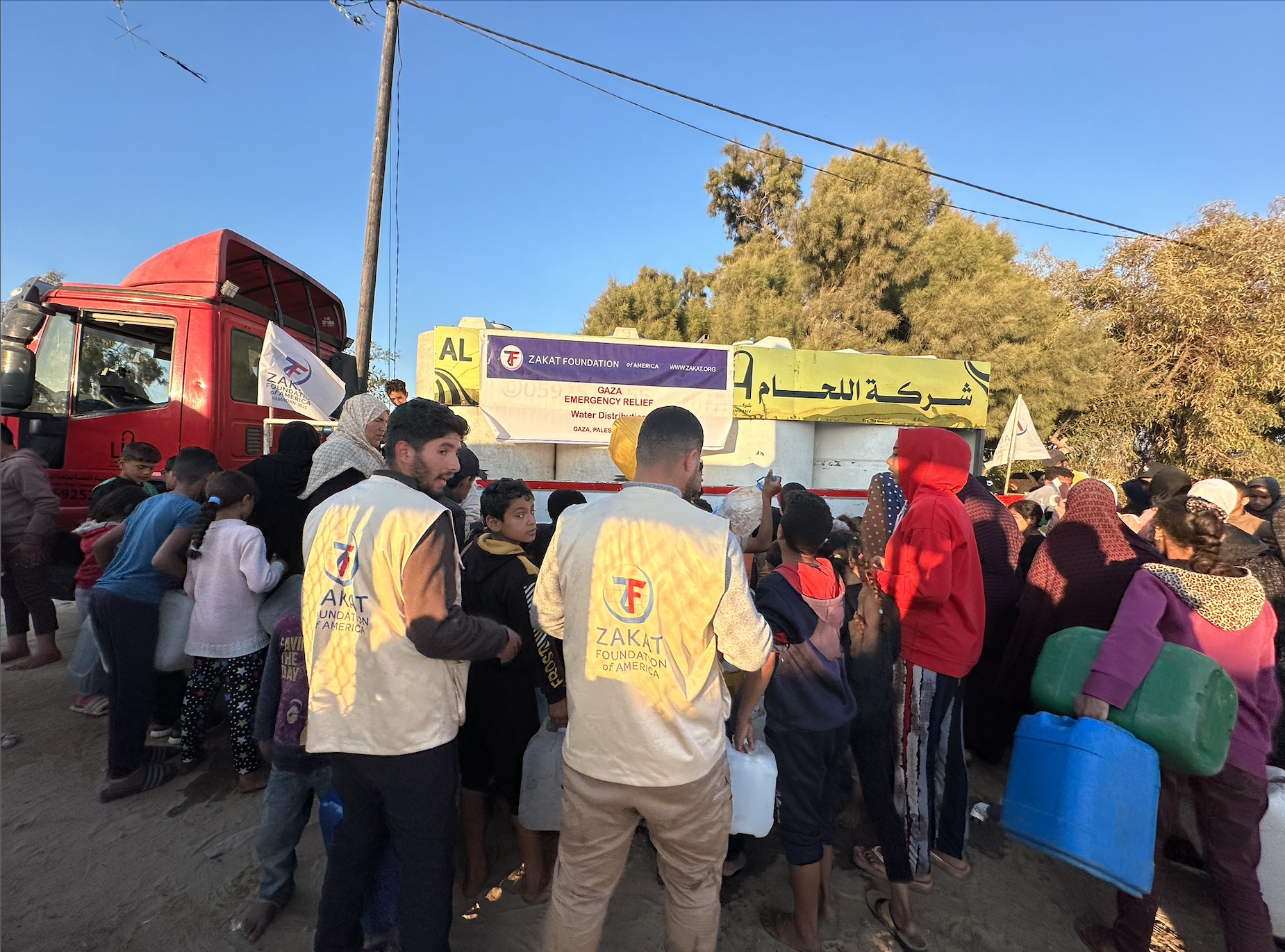 Our water trucking services in Gaza bring families clean, fresh water