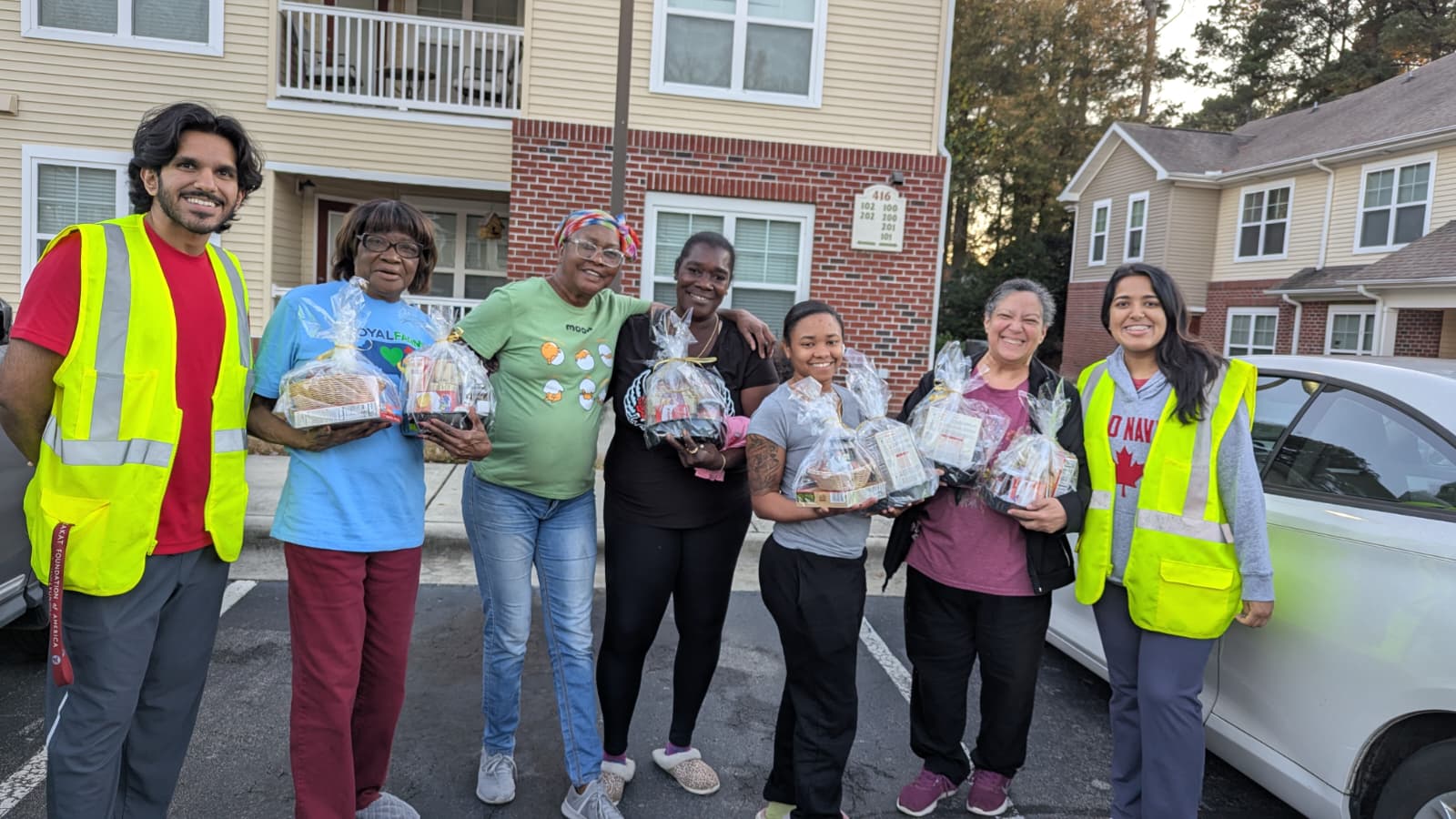 Thanksgiving baskets distributed to families by our team in North Carolina
