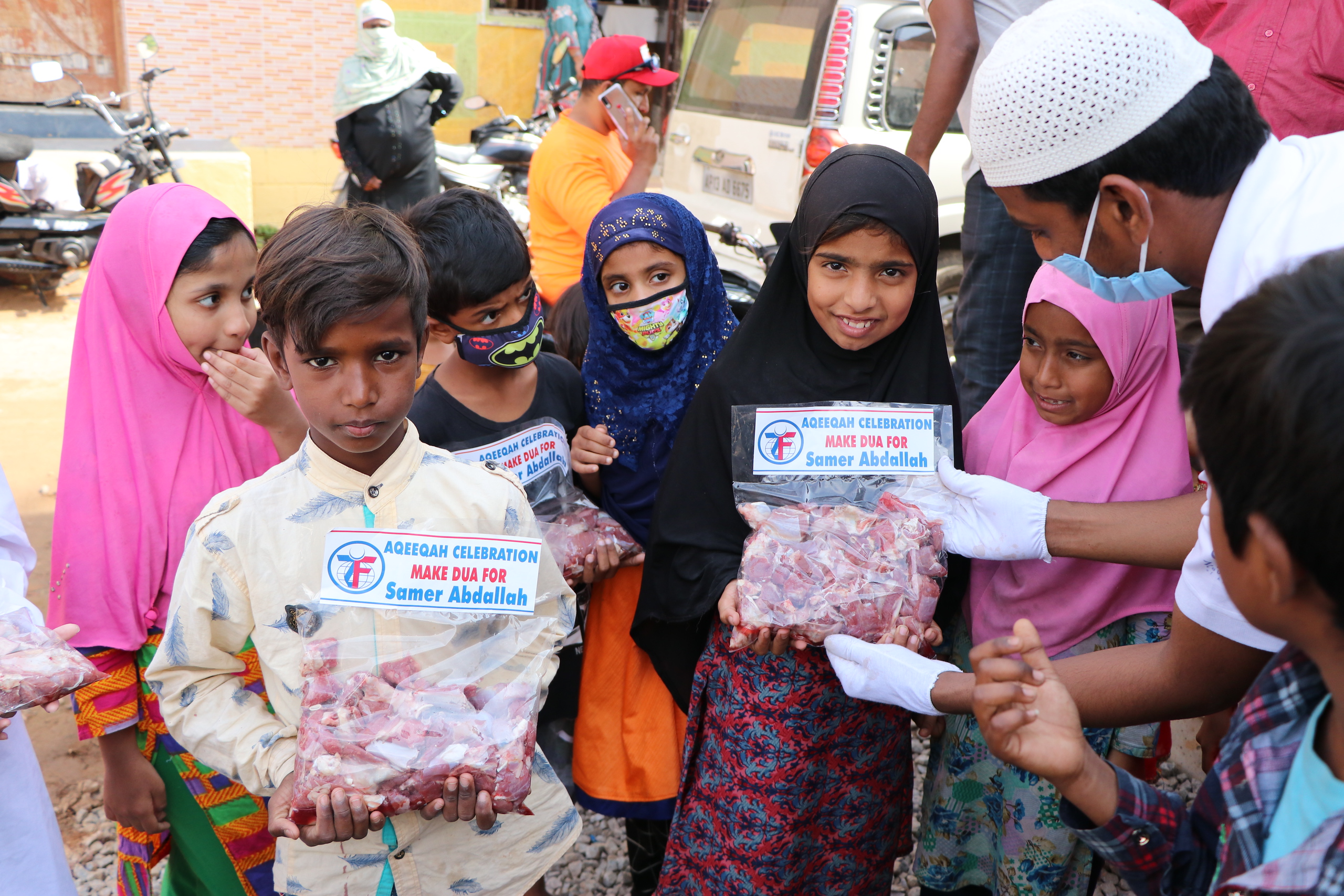 The joy of blessings are shared with families through aqiqah meat distribution
